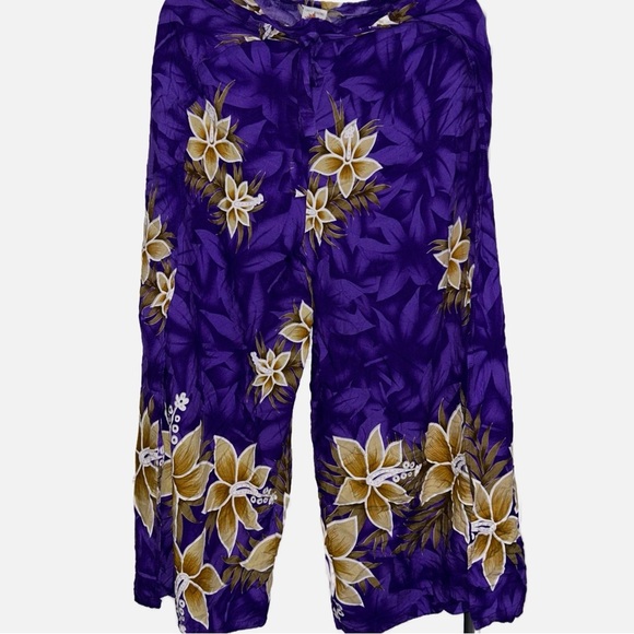 Unity Trading Purple Hawaiian Tie Wrap Pants - Picture 1 of 6